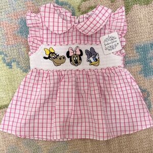 Pink Checkered Dress with Disney Characters